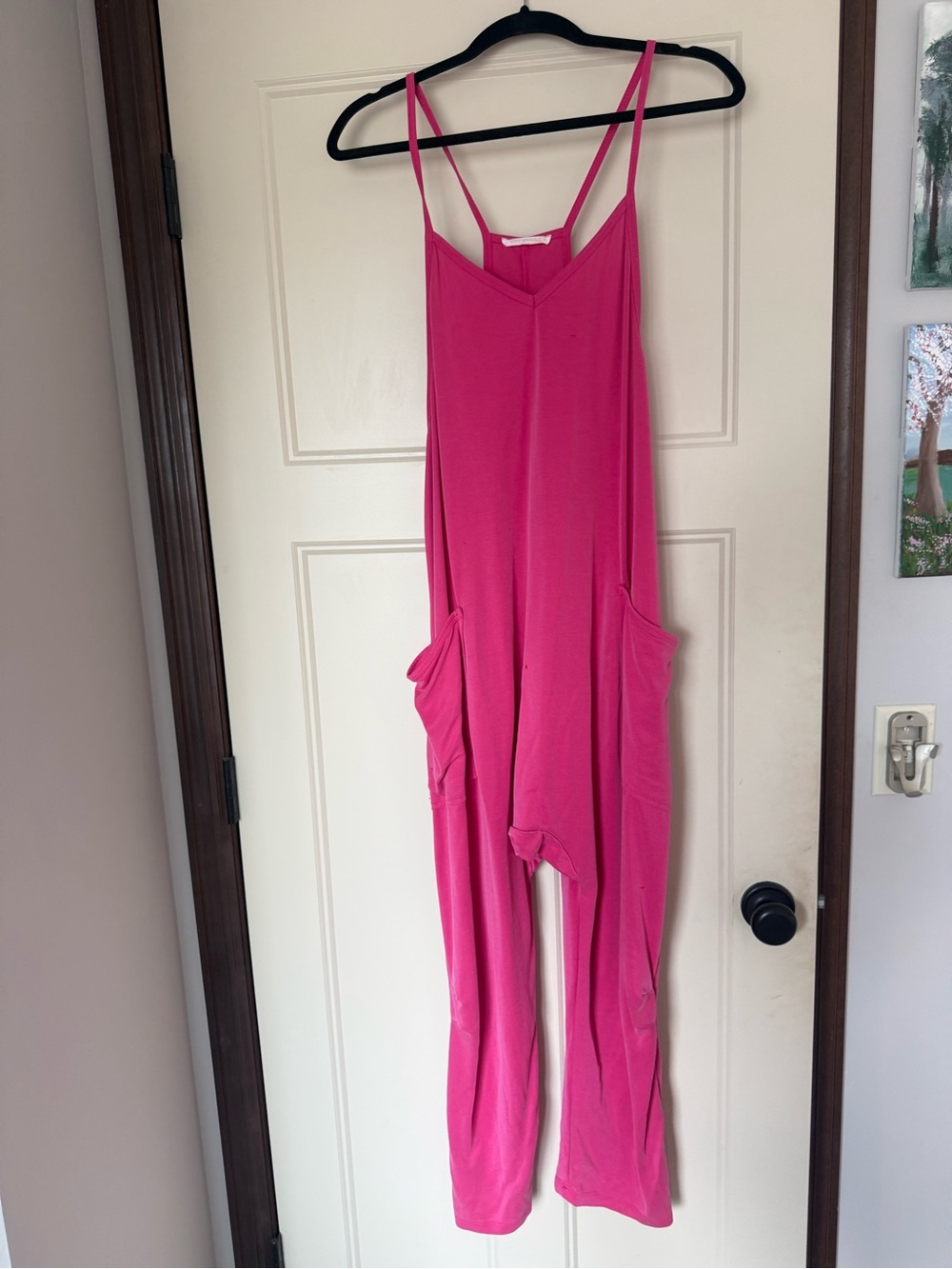 Ces Femme Hot Pink Sleeveless Romper with Pockets